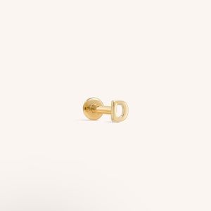 14K solid gold letter D flatback earring